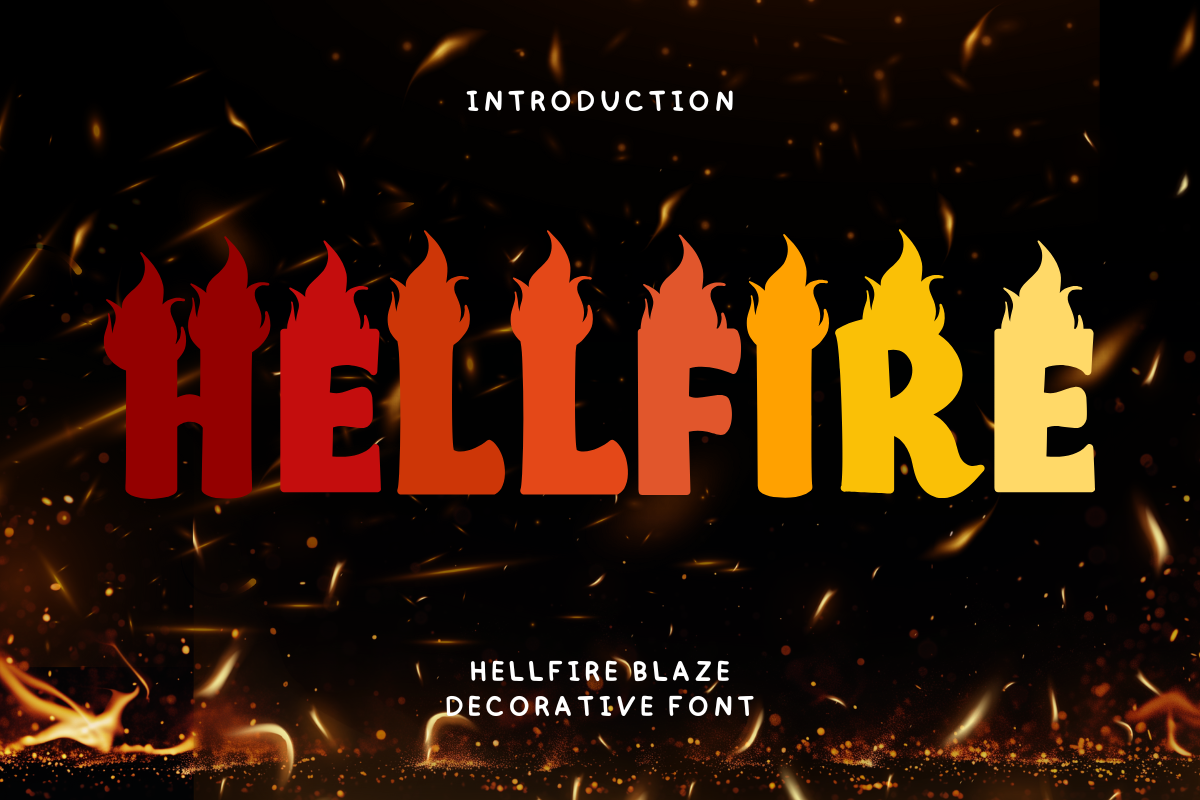 Hellfire Blaze font preview in a decorative style