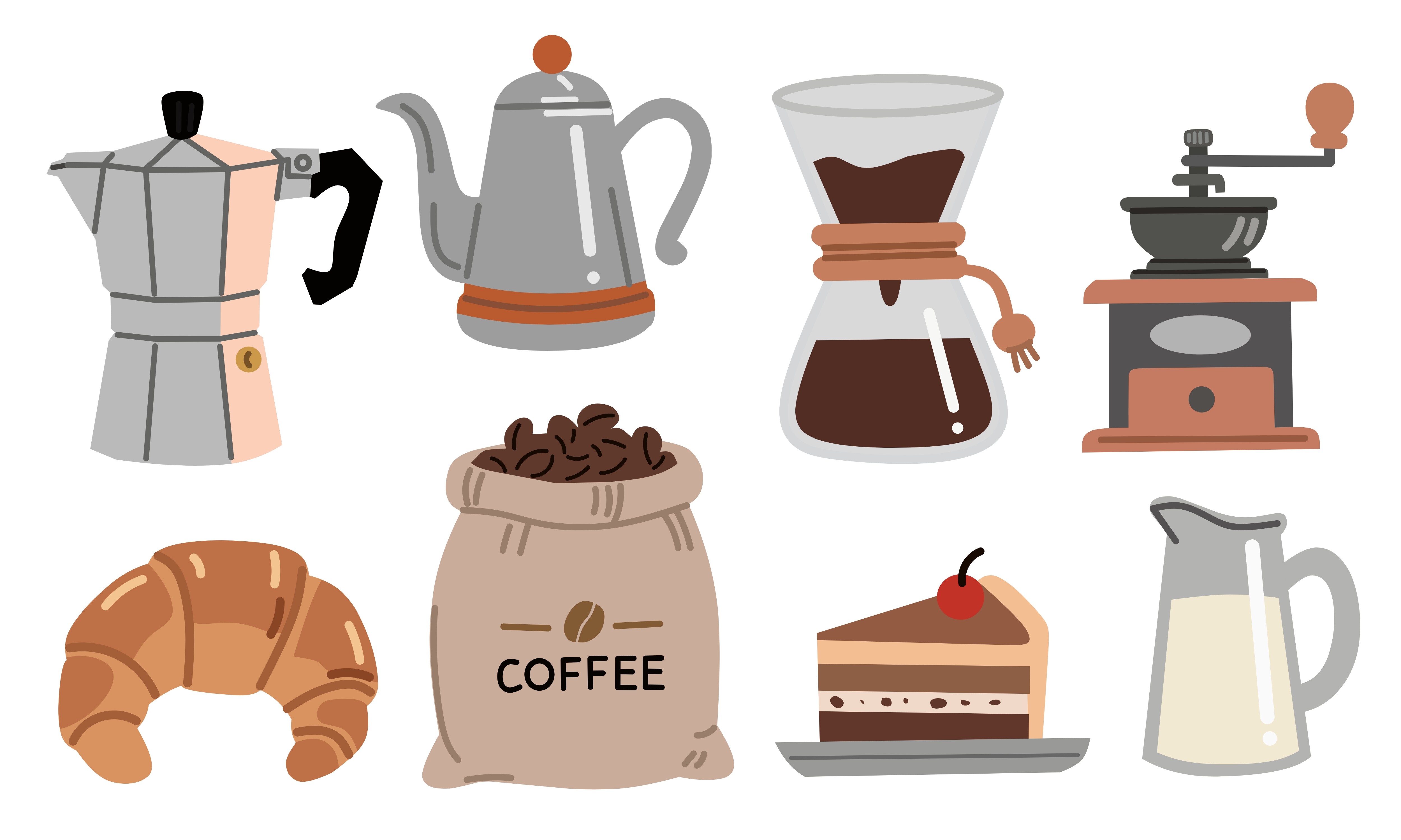 Industrial Coffee Elements Clipart Set