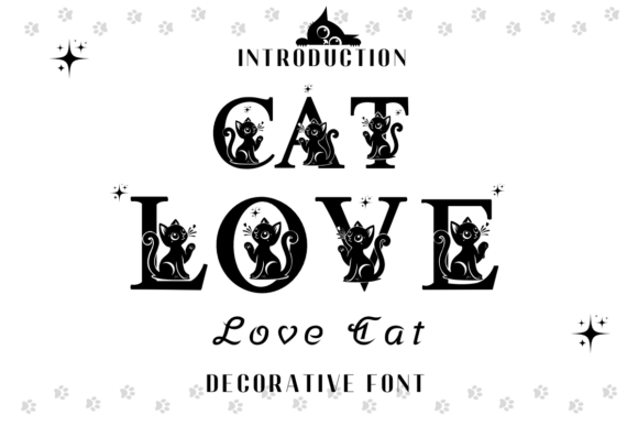 Preview specimen of Cat Love Font decorative font