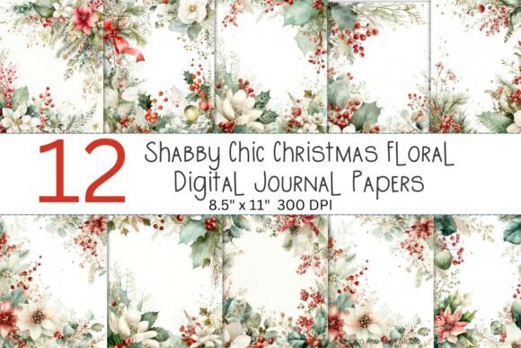 Shabby Chic Christmas Floral Papers
