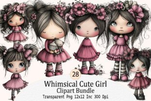 Whimsical Cute Girl Clipart Bundle Graphic by KDP PRO DESIGN · Creative ...
