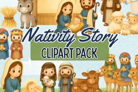 Cute nativity clipart bundle