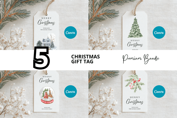 5 Merry Christmas Gift Tag Bundle