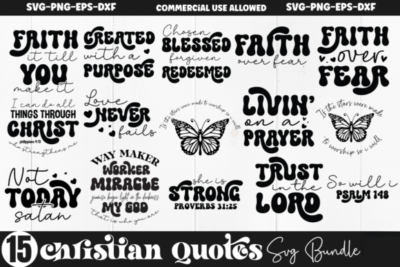2424 Christian Quotes Bundle Svg Designs & Graphics
