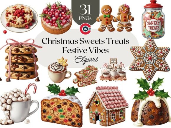 Christmas Festive Sweets Treats Clipart Graphics