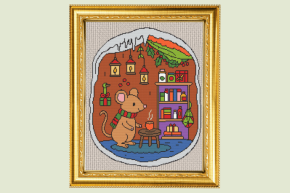 Cozy Christmas Mouse Home