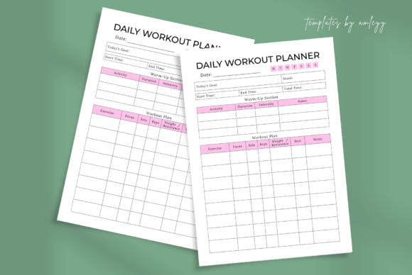 Daily Workout Planner Template EditablE