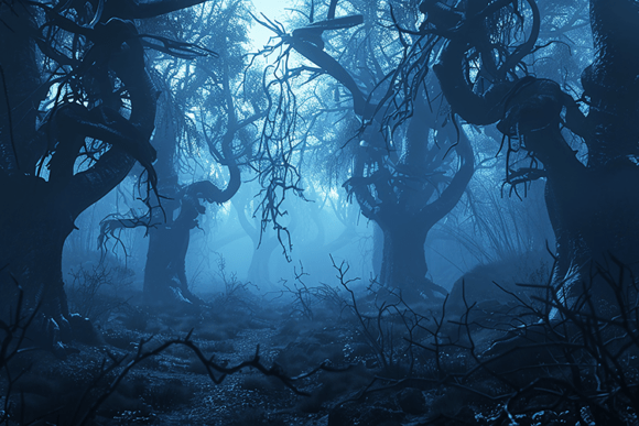 Dark Eerie Forest Background