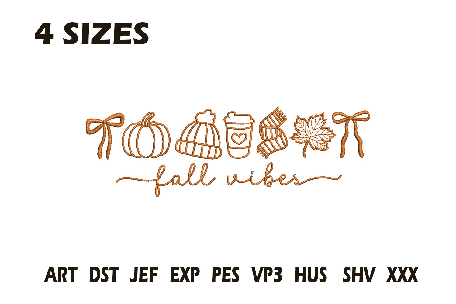Fall Vibes Outline Embroidery Design