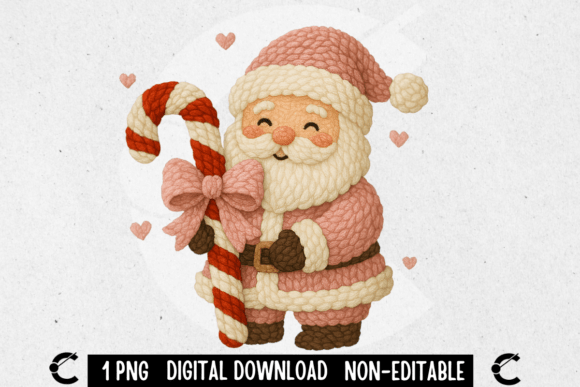 Faux Yarn Crochet Pink Santa Claus