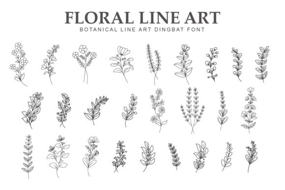 Preview of Floral Line Art dingbat font