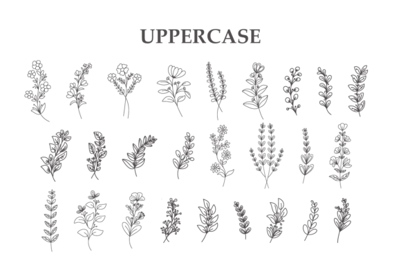 Floral Line Art Font - Preview 1