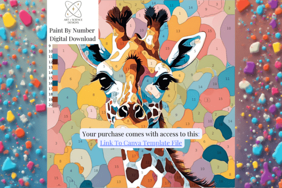 Giraffe Paint or Color by Number