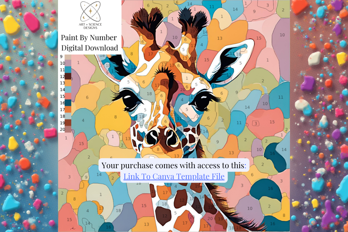 Giraffe Paint or Color by Number