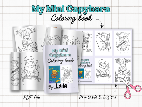 Mini Capybara Coloring Book