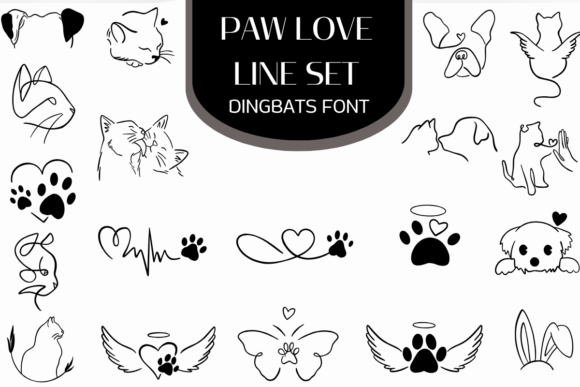 Preview of Paw Love Line Set dingbat font