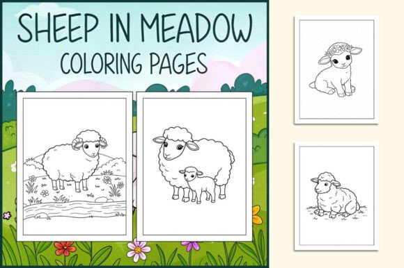 Sheep in Meadow Coloring Pages