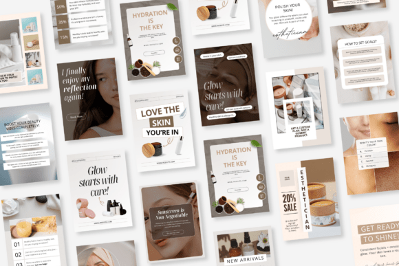 Skincare Canva Social Media Bundle - Digital