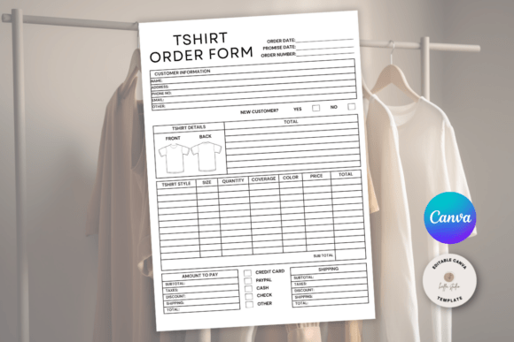 Tshirt Order Form Printable document template