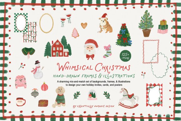 Watercolor Christmas Clipart & Frames