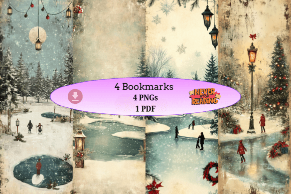 Winter Ice Skating Bookmark Set
