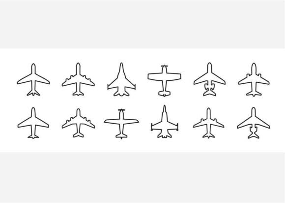 Airplane Icons in Monoline