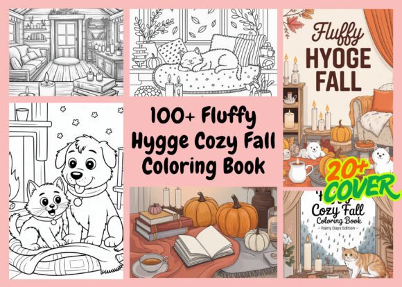 100+Fluffy Hygge Cozy Fall Coloring Book