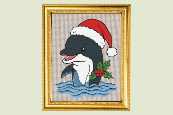 Christmas Dolphin Cross Stitch