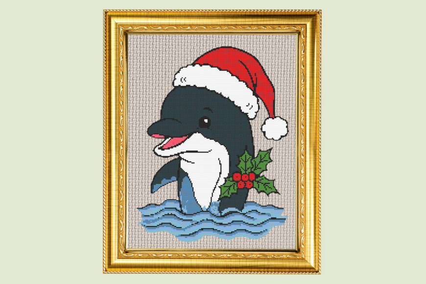 Christmas Dolphin Cross Stitch