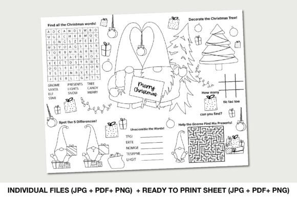 Christmas Gnome Activity Placemat