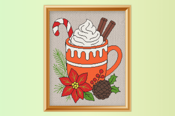 Christmas Hot Cocoa Mug with Poinsettia