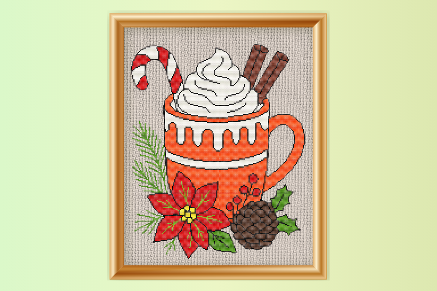 Christmas Hot Cocoa Mug with Poinsettia
