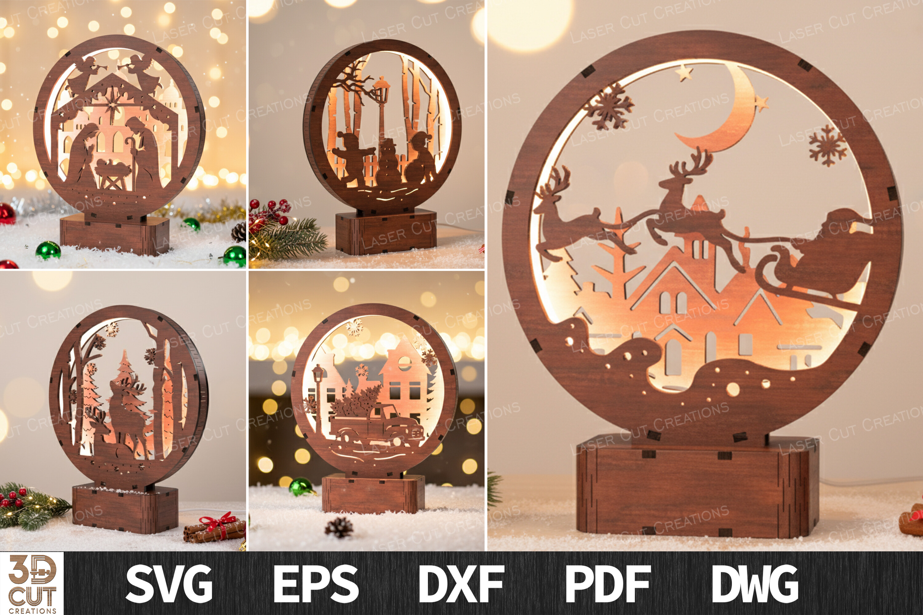 Christmas Layered Light Box SVG Bundle