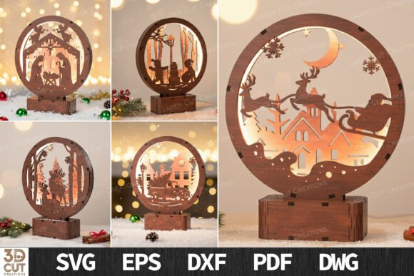 Christmas Layered Light Box SVG Bundle laser cut file