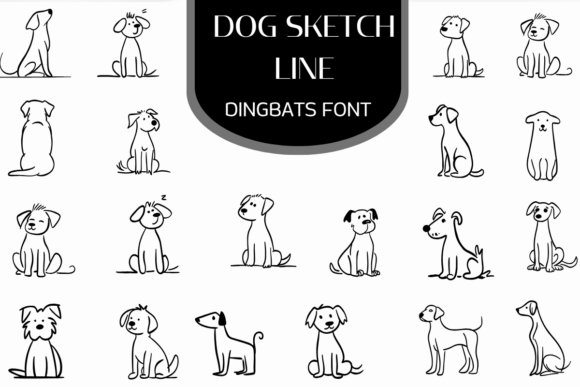 Dog Sketch Line Dingbats Font By Heartcraft Atelier