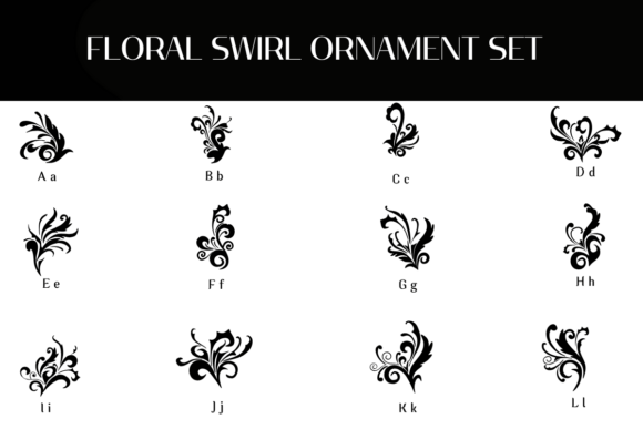 Floral Swirl Ornament Set Font - Preview 1