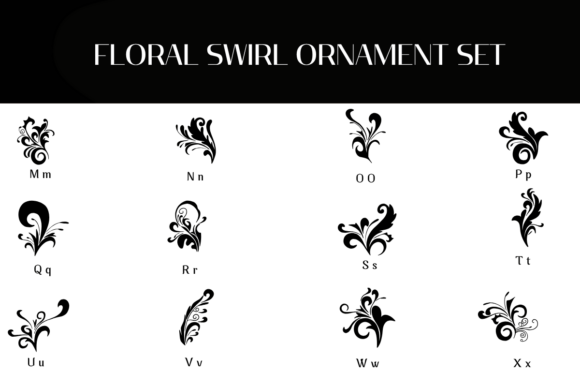 Floral Swirl Ornament Set Font - Preview 2