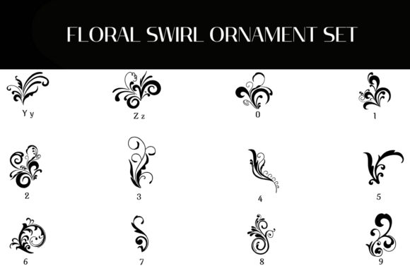 Floral Swirl Ornament Set Font - Preview 3