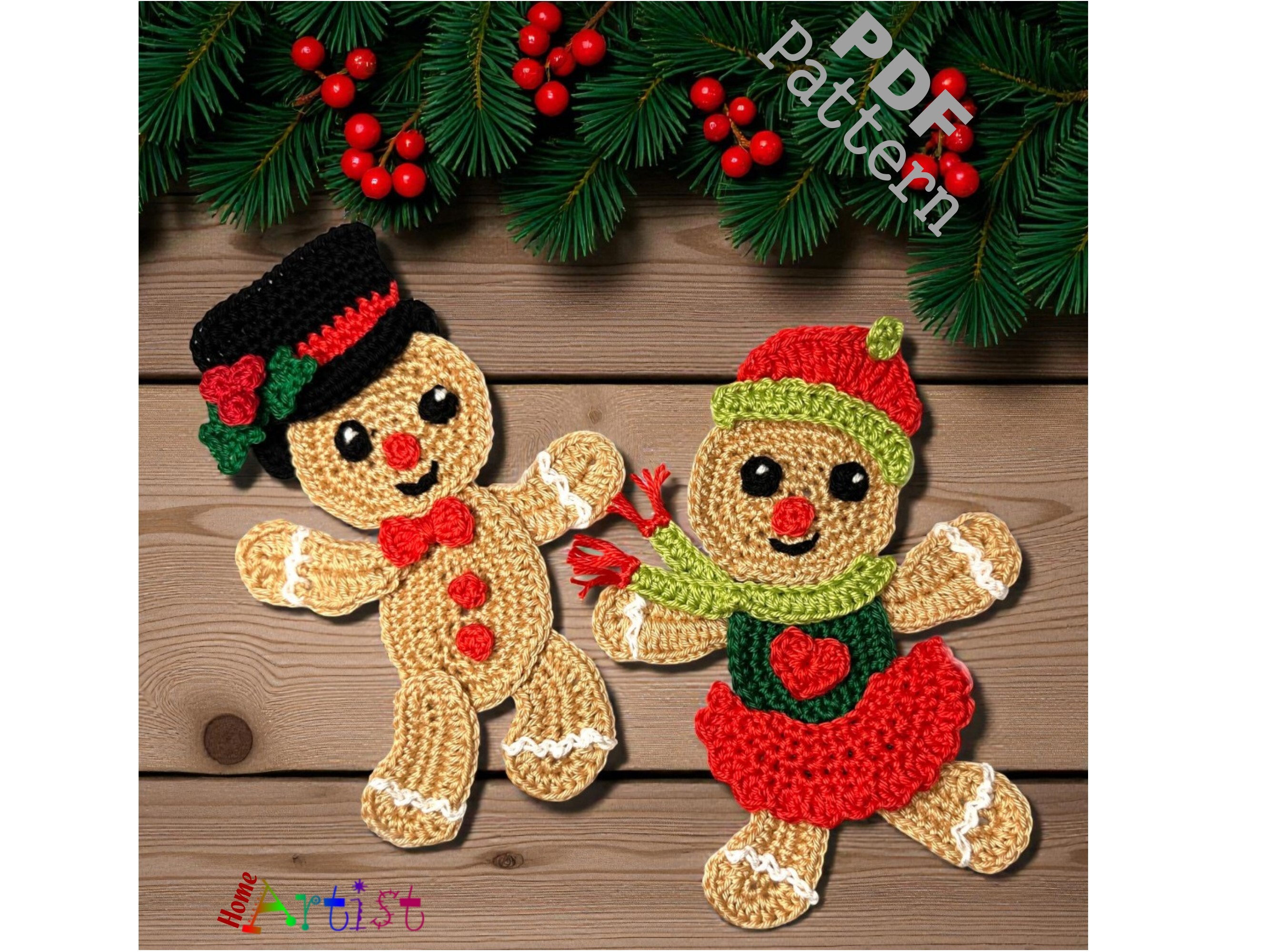 Gingerbread Duo Crochet Applique Pattern