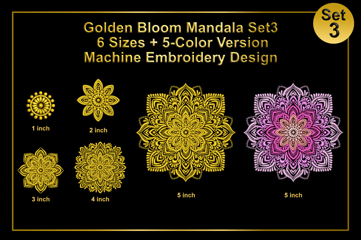 Golden Bloom Mandala Set 3