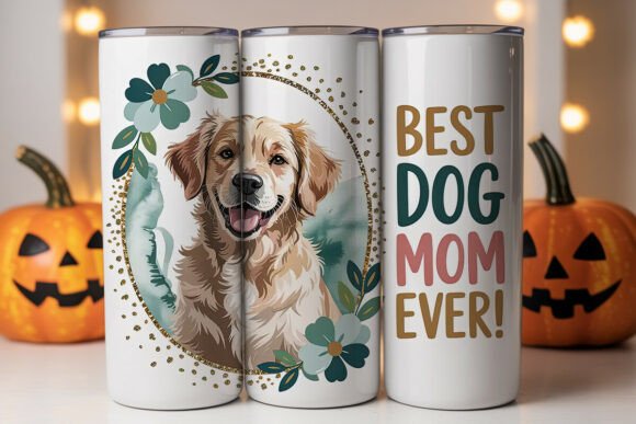 Golden Retriever Dog Mom 20oz skinny tumbler wrap sublimation PNG