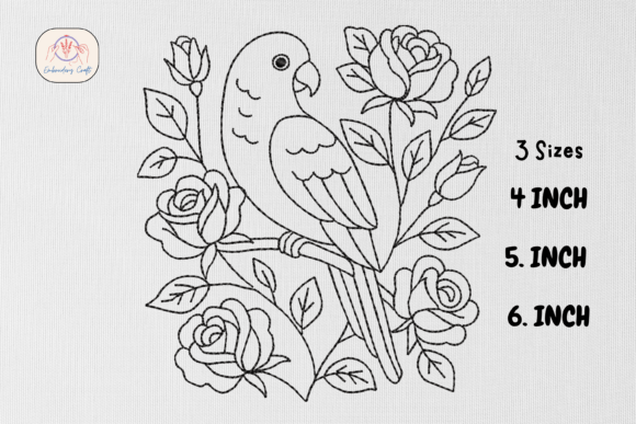 Line Art Ross Flower Parrot
