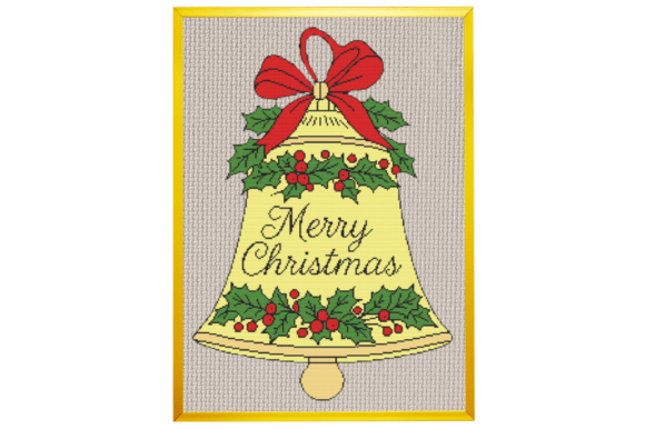 Merry Christmas Bell Cross Stitch Patter