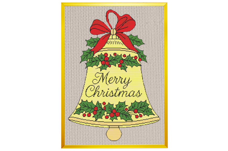 Merry Christmas Bell Cross Stitch Patter
