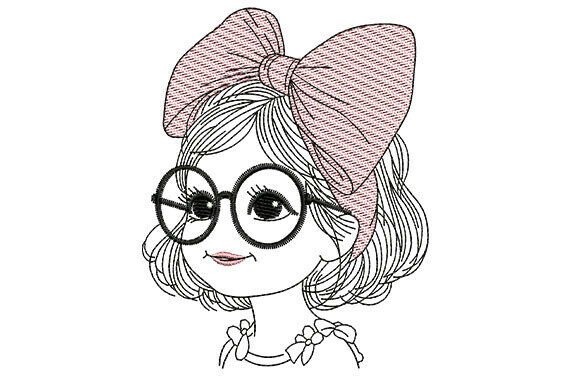 Minimal Line Art Glasses Girl