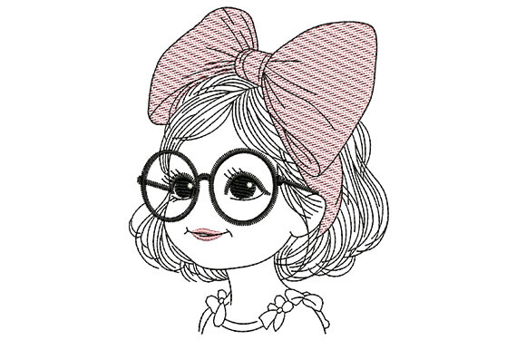 Minimal Line Art Glasses Girl