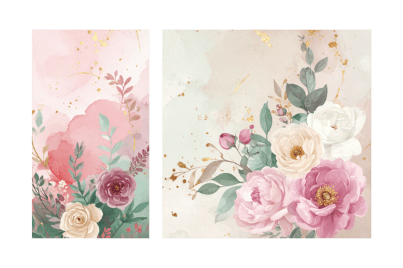 Pink Rose Watercolor Background Art