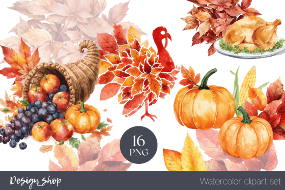 Watercolor Thanksgiving Clipart