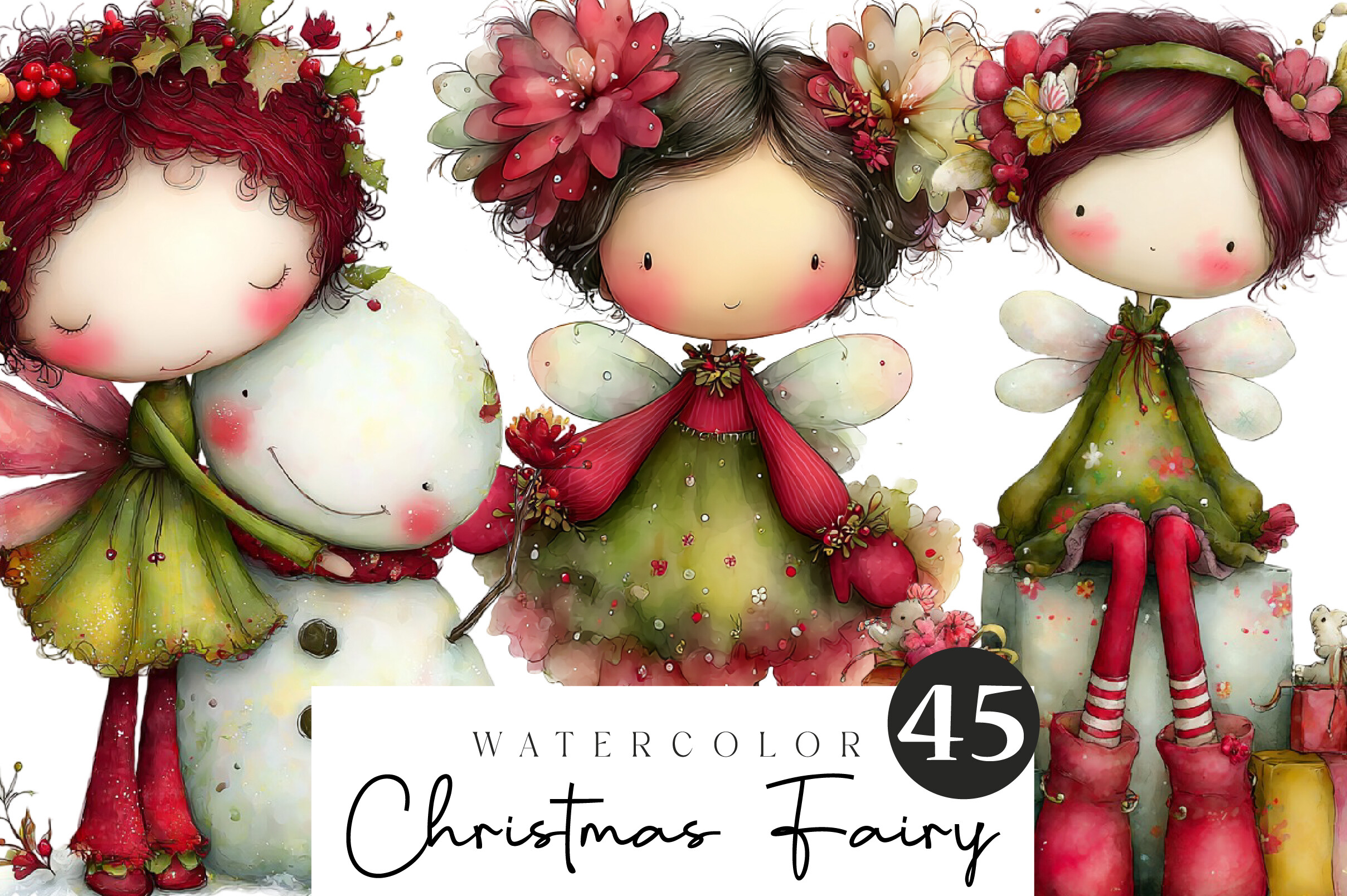 Whimsical Christmas Fairy Clipart Graphic by Dreamshop · Creative Fabrica