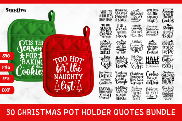30 Christmas Pot Holder Quotes Bundle
